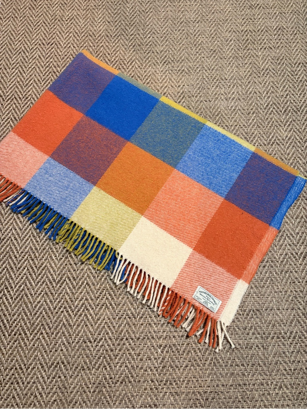 Foxford Woollen Mills Merino Wool Throw Blanket 58x36 Plaid Cabin Lounge Soft